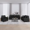 vidaXL 3-tlg. Sofagarnitur mit Kissen Schwarz Kunstleder