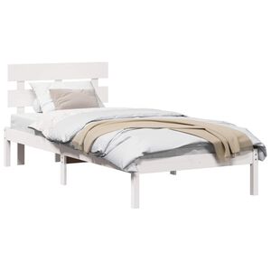 vidaXL Bettgestell mit Kopfteil Wei&szlig; 90 x 200 cm Massivholz Kiefer