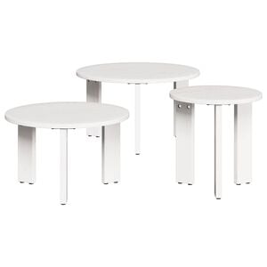 vidaXL Couchtisch 3 Stk. Wei&szlig; 47,5 x 47,5 x 27 cm Massivholz Kiefer