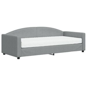 vidaXL Tagesbett mit Matratze Hellgrau 90x200 cm Stoff