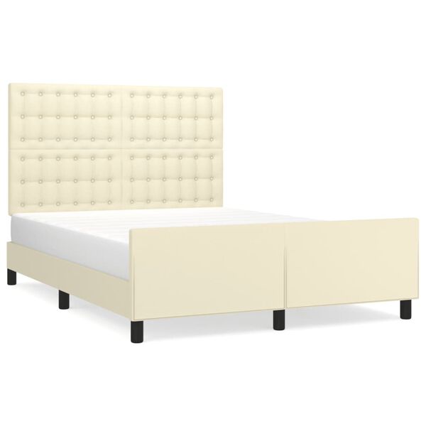 vidaXL Bettgestell mit Kopfteil Creme 140x200 cm Kunstleder