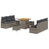 vidaXL Gartensofa-set mit Kissen 9 pcs Grau Poly-Rattan