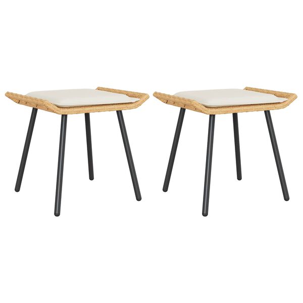 vidaXL Gartenhocker mit Kissen 2 pcs Braun 50 x 40 x 45cm Polyester