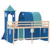 vidaXL Kinderhochbett mit Turm Blau 90x190 cm Massivholz Kiefer