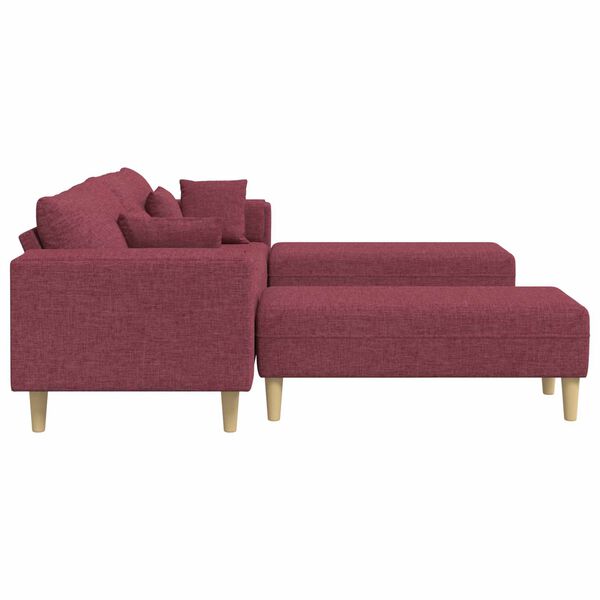 vidaXL Sofa mit Kissen 3 pcs Weinrot Stoff