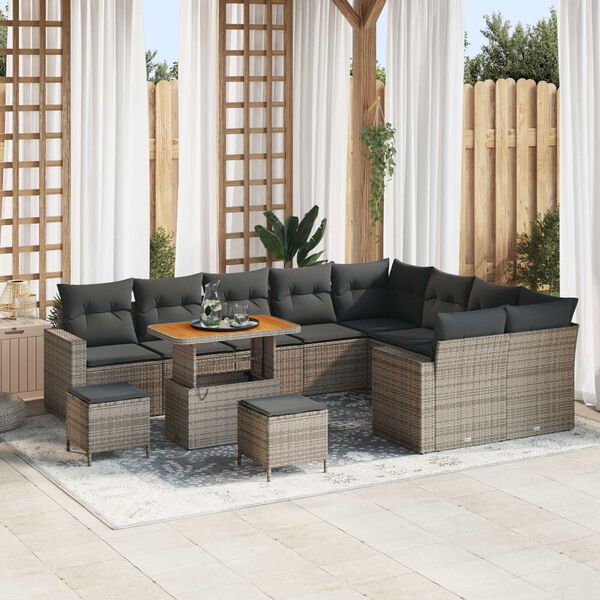 vidaXL Garten-Sofa-Set 12 pcs Grau Poly-Rattan