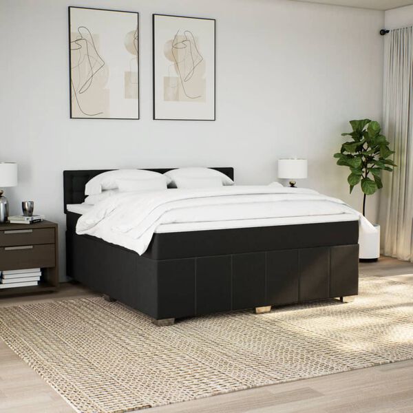 vidaXL Boxspringbett mit Matratze Schwarz 180x200 cm Stoff