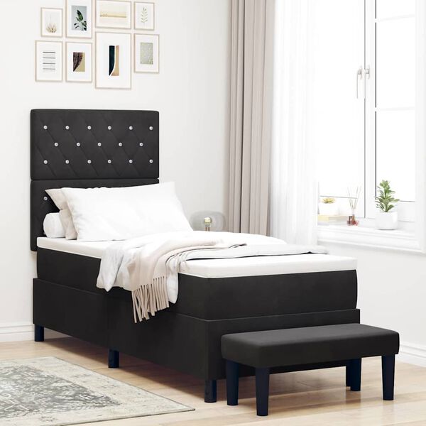 vidaXL Boxspringbett mit Matratze Schwarz 80 x 200 cm Samt
