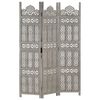 vidaXL 3tlg. Raumteiler Handgeschnitzt Grau 120&times;165cm Mango Massivholz