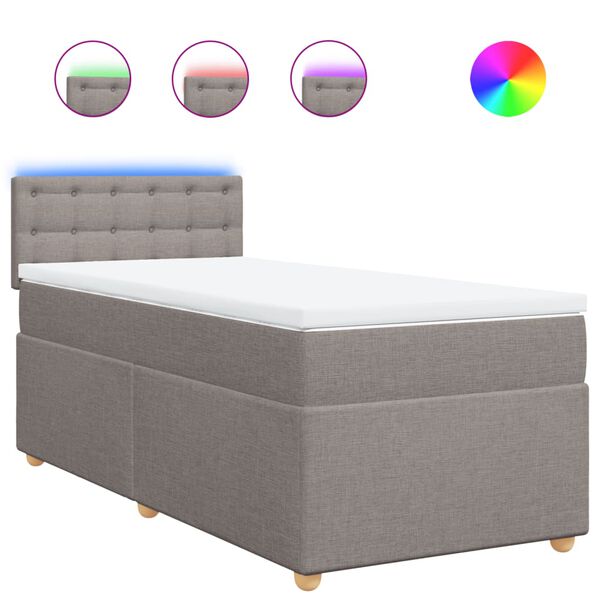 vidaXL Boxspringbett mit Matratze Taupe 100x200 cm Stoff
