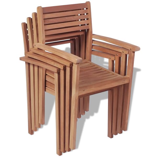 vidaXL Stapelbare Gartenstühle 4 Stk. Massivholz Teak