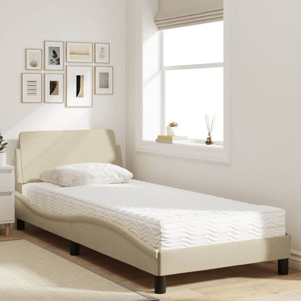 vidaXL Bett mit Matratze "Dover" Creme 90x190 cm Stoff