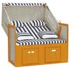 vidaXL Strandkorb mit Kissen Poly Rattan & Massivholz Wei&szlig; & Blau