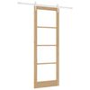vidaXL Schiebet&uuml;r Braun 83 x 232 cm Massivholz Kiefer und Glas