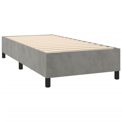 vidaXL Boxspringbett mit Matratze Hellgrau 100x200 cm Samt