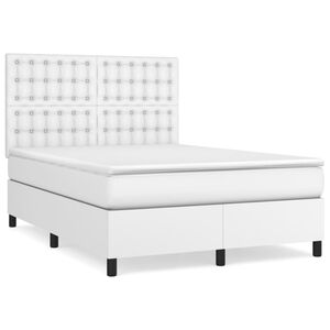 vidaXL Boxspringbett mit Matratze Wei&szlig; 140x200 cm Kunstleder