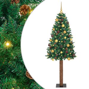 vidaXL Schlanker Weihnachtsbaum mit 300 LEDs mit St&auml;nder Gr&uuml;n 180 cm