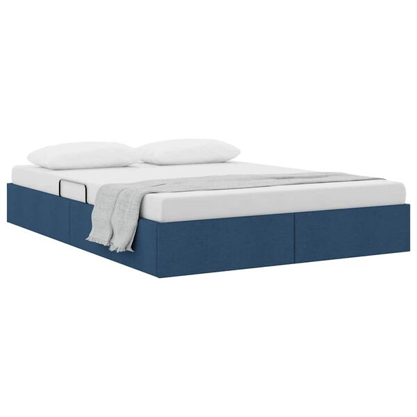 vidaXL Aufbewahrungsbett mit Kopfteil Blau 140 x 200 cm Stoff