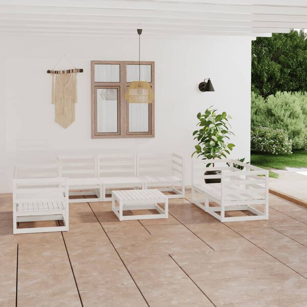 vidaXL 8-tlg. Garten-Lounge-Set Wei&szlig; Massivholz Kiefer