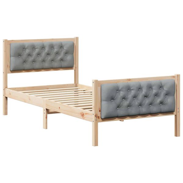 vidaXL Bettrahmen Hellgrau 90 x 200 cm Massives Kiefernholz