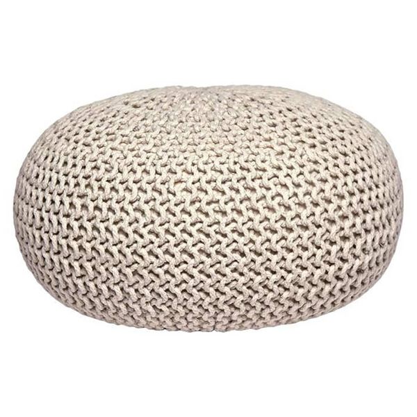 LABEL51 Pouf Gestrickt Baumwolle L Natur