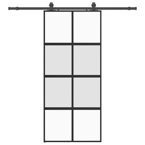 vidaXL Schiebet&uuml;r mit Beschlag Schwarz 90x205 cm Hartglas