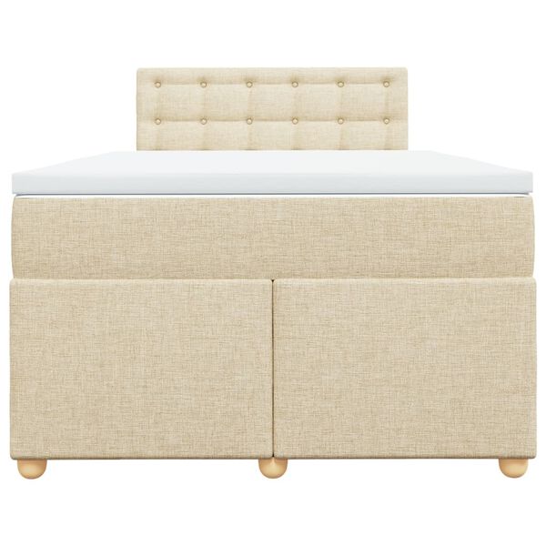 vidaXL Boxspringbett mit Matratze Creme 120x200 cm Stoff