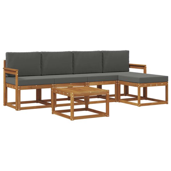 vidaXL Outdoor-Sofagarnitur mit Kissen 6 pcs Natur und Anthrazit