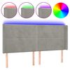 vidaXL LED Kopfteil Hellgrau 183x16x118/128 cm Samt