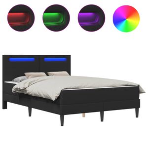 vidaXL Bettrahmen mit LED-Lichtleisten Schwarz 120 x 200 cm Kunstleder