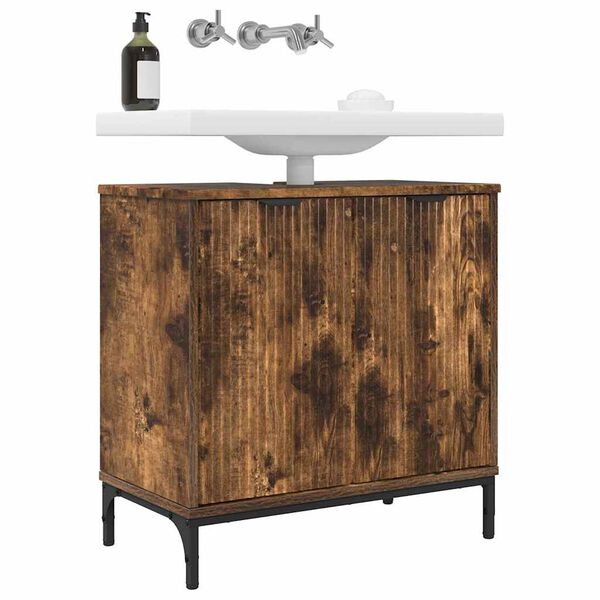 vidaXL Waschbeckenschrank Geräucherte Eiche 60,5 x 33,5 x 61 cm
