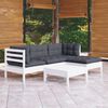 vidaXL 5-tlg. Garten-Lounge-Set mit Kissen Wei&szlig; Kiefernholz