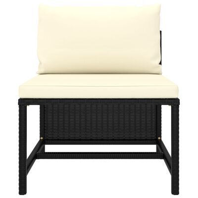 vidaXL 5-tlg. Garten-Lounge-Set mit Kissen Poly Rattan Schwarz