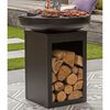 RedFire Feuerschale mit Grill und Holzfach Stahl Mattschwarz