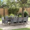 vidaXL Garten Essgruppe mit Kissen 9 pcs Grau Poly-Rattan