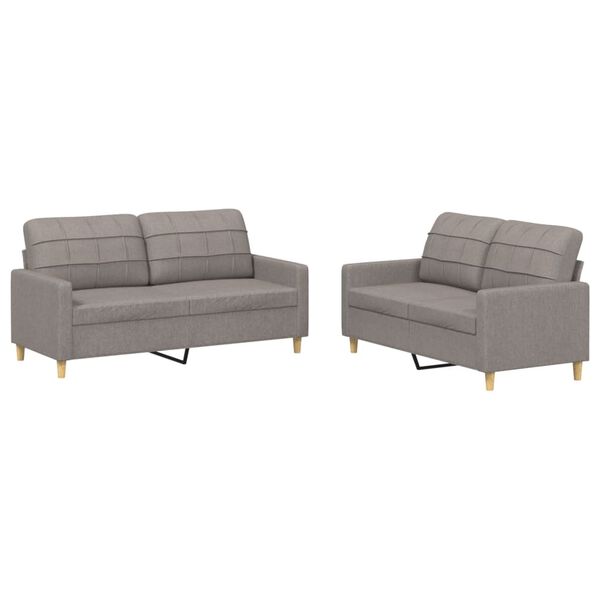 vidaXL 2-tlg. Sofagarnitur mit Kissen Taupe Stoff