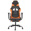 vidaXL Gaming-Stuhl mit Massage & Fußstütze Schwarz Orange Kunstleder