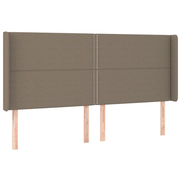 vidaXL LED Kopfteil Taupe 163x16x118/128 cm Stoff