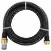 vidaXL Saugschlauch mit Messing-Anschl&uuml;ssen Schwarz 1,1" 25 m PVC