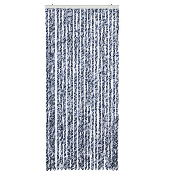 vidaXL Insektenschutz-Vorhang Blau, Wei&szlig; und Silbern 90x220cm Chenille