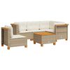 vidaXL 6-tlg. Garten-Sofagarnitur mit Kissen Beige Poly Rattan