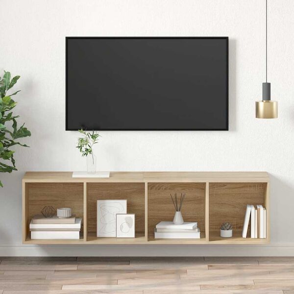 vidaXL TV-Wandschrank Sonoma-Eiche 37x37x142,5 cm Holzwerkstoff