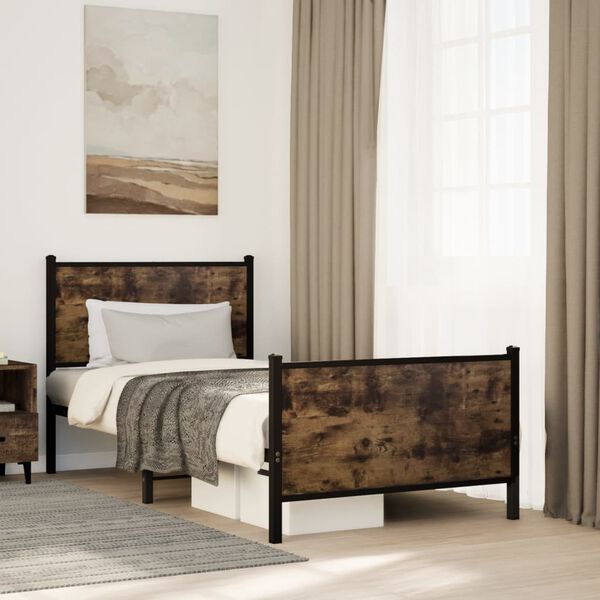 vidaXL Metallbett ohne Matratze R&auml;uchereiche 90x190 cm