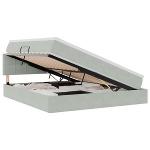 vidaXL LED-Speicherbett mit Matratze Hellgrau 180 x 200 cm Samt