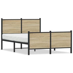 vidaXL Metallbett ohne Matratze Sonoma-Eiche 120x200 cm