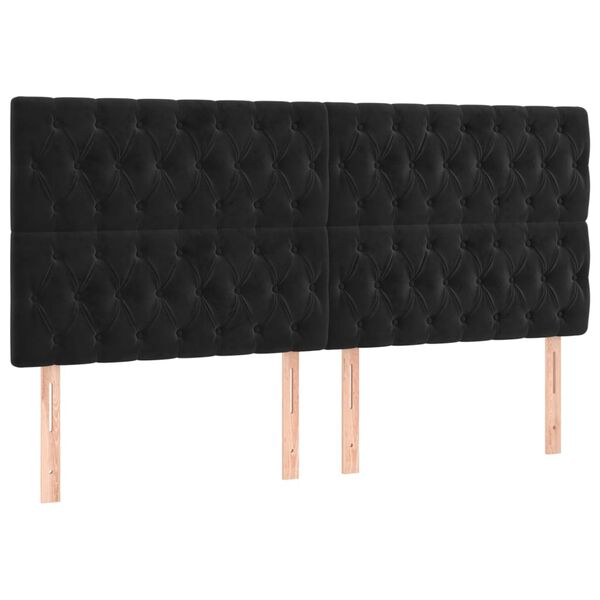vidaXL LED Kopfteil Schwarz 180x7x118/128 cm Samt