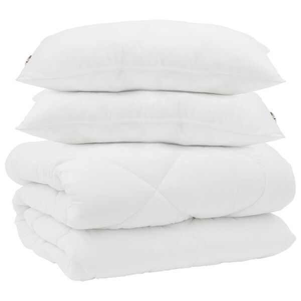 vidaXL Decke mit Kissen 3 pcs Wei&szlig; Mikrofaser und Daunenfedern