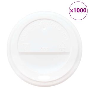 vidaXL Deckel f&uuml;r Pappbecher &Oslash;80 mm 8oz 1000 Stk. Wei&szlig; Kunststoff