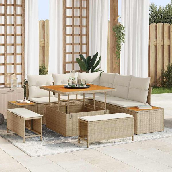 vidaXL Gartensofa-set 8 pcs Beige Poly-Rattan