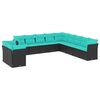 vidaXL 11-teiliges Gartensofa-Set mit Kissen, schwarzes Polyrattan